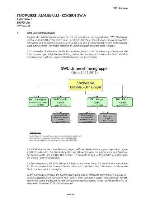 Beteiligungsbericht 2013 - Ulm