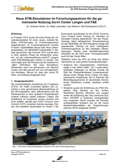 TE im Fokus 02/2013 - DFS Deutsche Flugsicherung GmbH