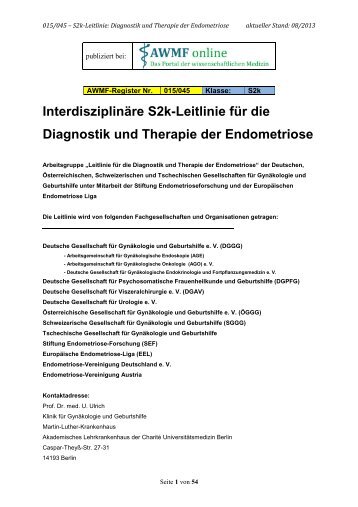 Endometriose - Diagnostik und Therapie - AWMF