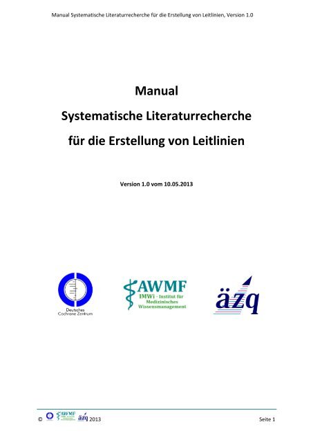 Manual Systematische Literaturrecherche für die Erstellung ... - AWMF