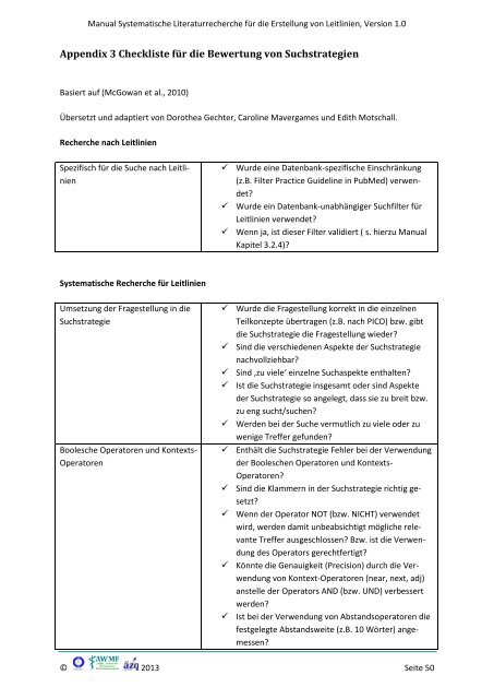 Manual Systematische Literaturrecherche für die Erstellung ... - AWMF