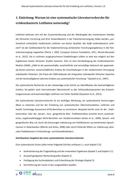 Manual Systematische Literaturrecherche für die Erstellung ... - AWMF