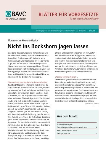 Nicht ins Bockshorn jagen lassen - BAVC