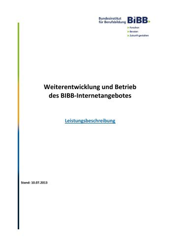 Weiterentwicklung und Betrieb des BIBB-Internetangebotes