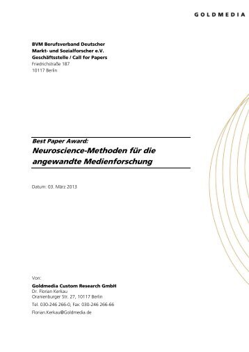 Neuroscience-Methoden für die angewandte Medienforschung