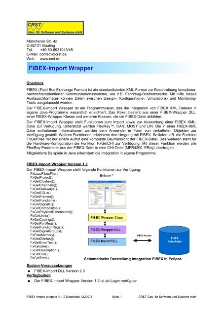 Fibex-Import Wrapper Fibex-Import Wrapper - crst.de