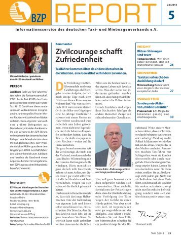BZP-Report 2013 Heft 5 - Deutscher Taxi- und Mietwagenverband eV