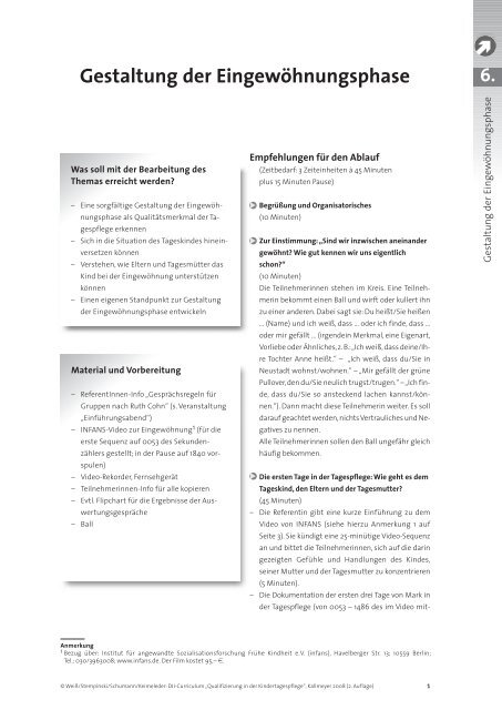 Gestaltung der Eingewöhnungsphase - Deutsches Jugendinstitut e.V.