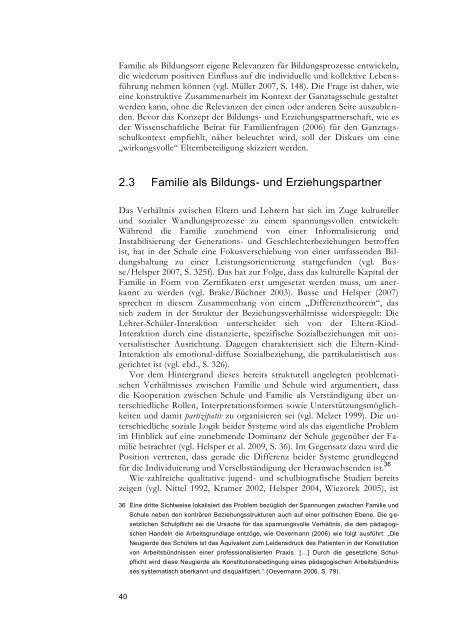 Bildungsprozesse zwischen Familie und Ganztagsschule