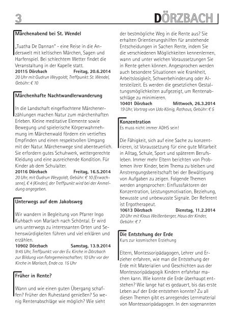 VHS Programm in Dörzbach (PDF).