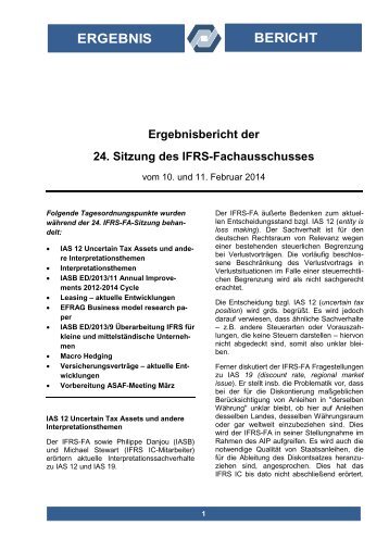 Ergebnisbericht der Sitzung - DRSC