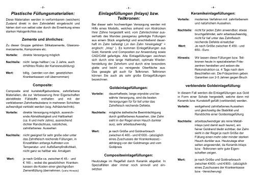 Füllungsmaterialien und -methoden - Zahnarzt Praxis Dr. Klaus-R ...