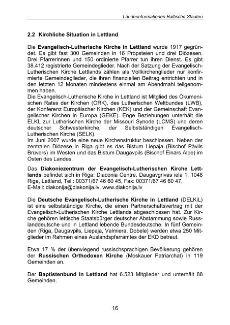 Länderinformation Litauen, Lettland und Estland - Evangelische ...