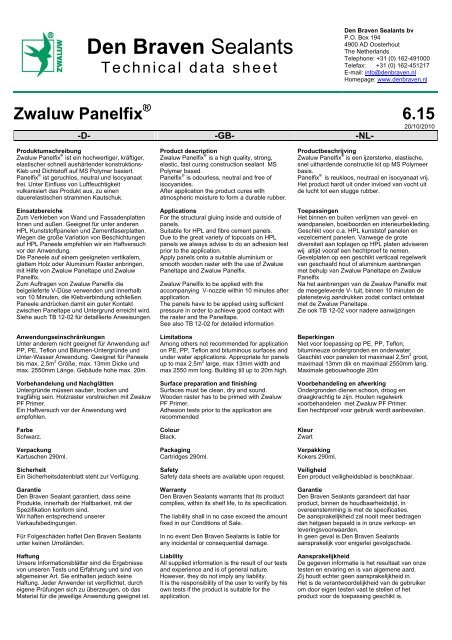 Zwaluw Panelfix - Den Braven