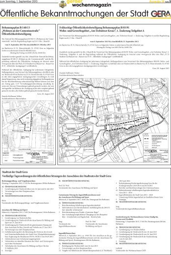 Öffentliche Bekanntmachungen der Stadt - Stadt Gera