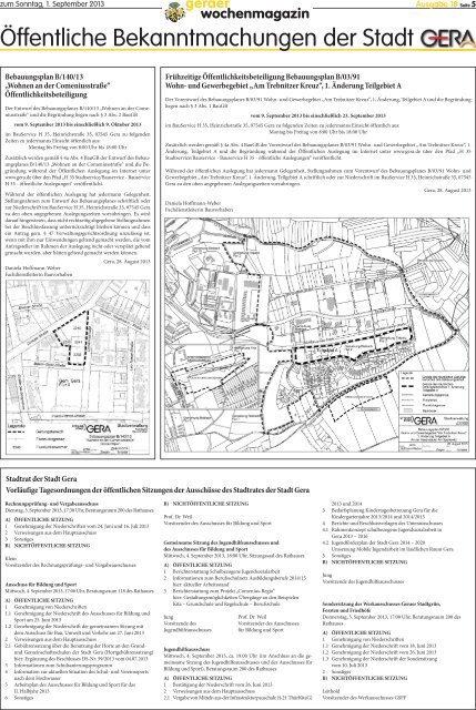 Öffentliche Bekanntmachungen der Stadt - Stadt Gera