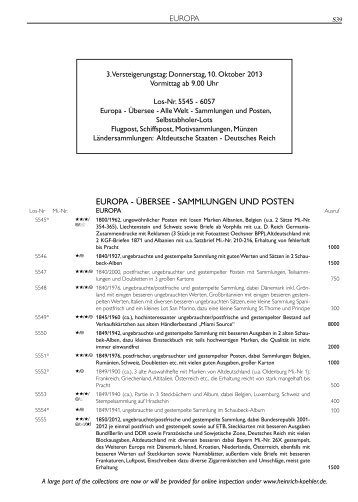 europa - übersee - sammlungen und posten - Heinrich Köhler