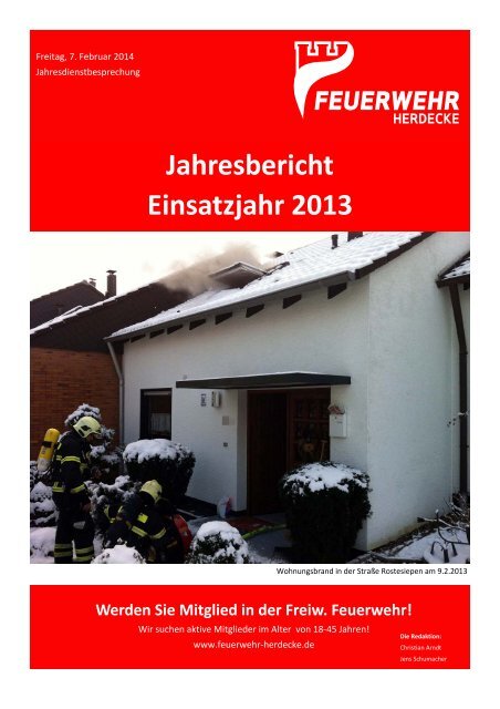 Jahresbericht Einsatzjahr 2013 - Stadt Herdecke