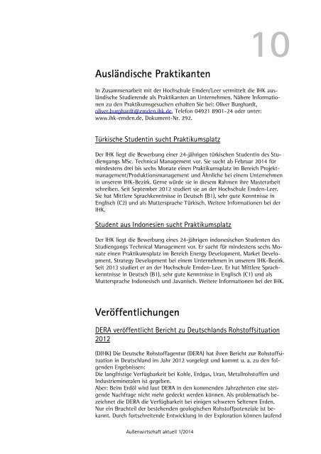 Außenwirtschaft aktuell - IHK Emden