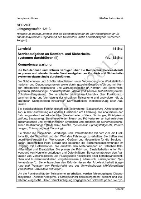 Download lpr_kfz_mechatroniker_entwurf.pdf - ISB - Bayern