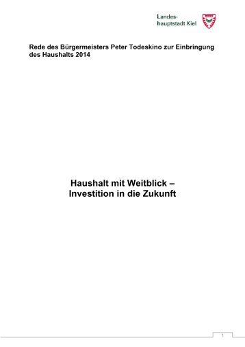 Rede von Bürgermeister Peter Todeskino zur Einbringung des ...