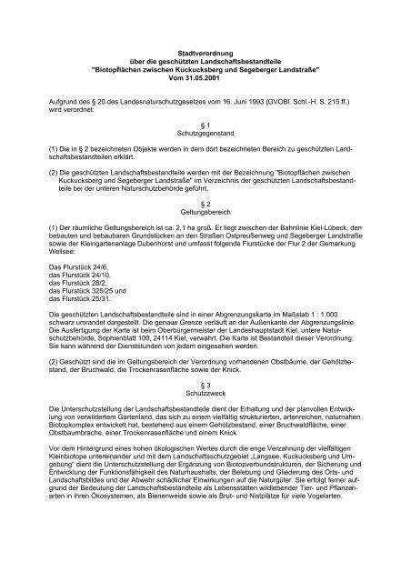 Naturschutzverordnungen und -satzungen in Kiel