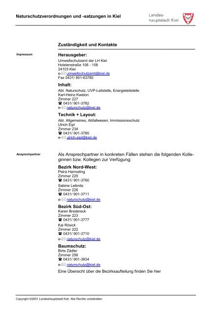 Naturschutzverordnungen und -satzungen in Kiel