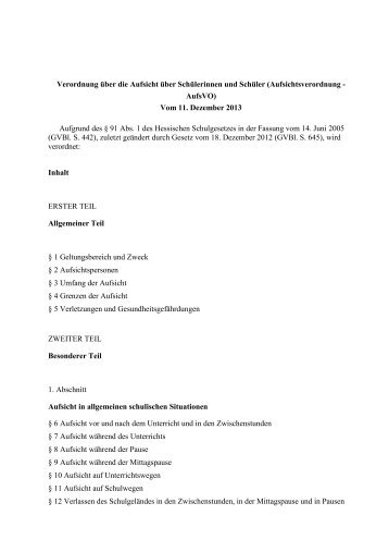 Aufsichtsverordnung - AufsVO - Hessisches Kultusministerium