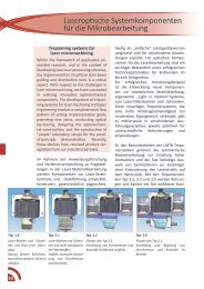 Laseroptische Systemkomponenten für die Mikrobearbeitung