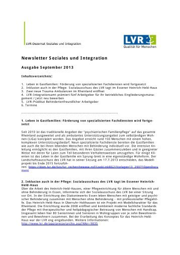 Newsletter September 2013 - Landschaftsverband Rheinland