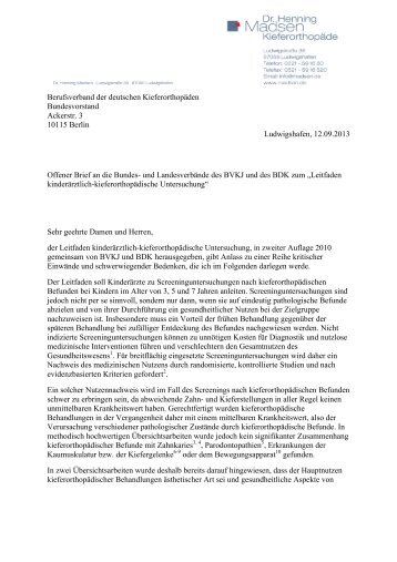 Download Offener Brief (.pdf) - Dr. Madsen, Kieferorthopäde