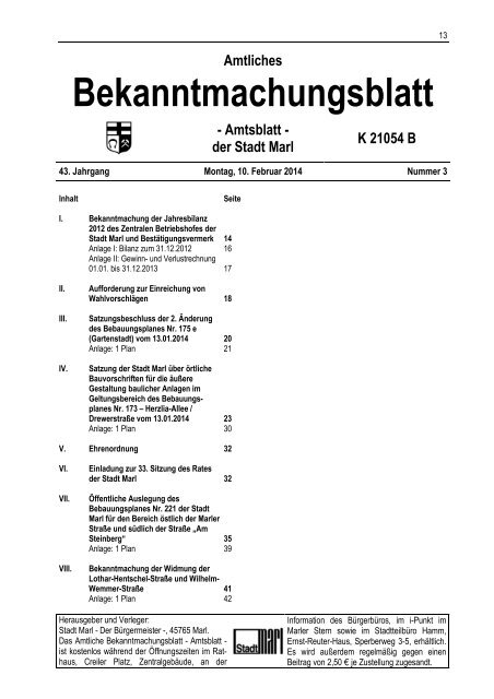 Bekanntmachungsblatt - Marl