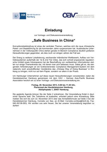 Einladung „Safe Business in China“