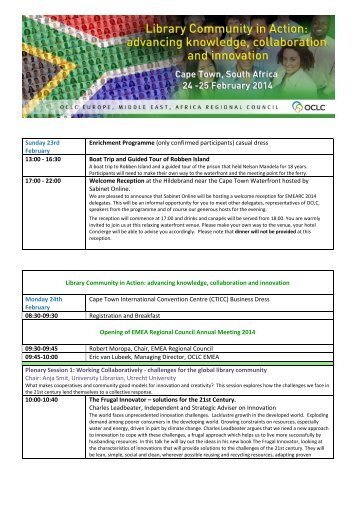 Download the Full Programme Click here - OCLC