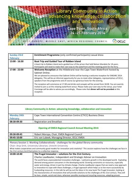 Download the Full Programme Click here - OCLC