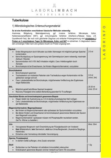 LABORINFO ⌋ ⌊ LABORLIMBACH Tuberkulose - MVZ Labor Dr. R ...