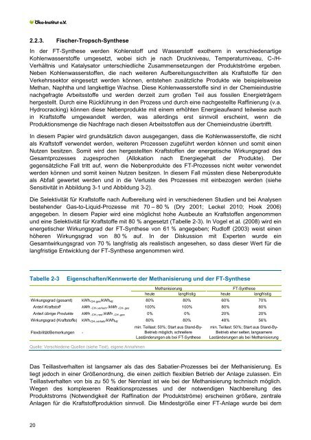 Strombasierte Kraftstoffe im Vergleich - Öko-Institut eV