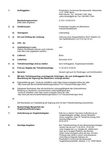 1. Auftraggeber: Physikalisch-Technische Bundesanstalt ...
