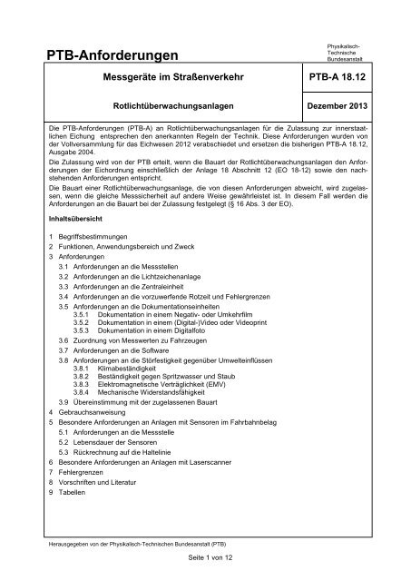 PTB-Anforderungen - Physikalisch-Technische Bundesanstalt