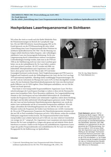 PTB-Mitteilungen 2013 Heft 4 - Physikalisch-Technische ...