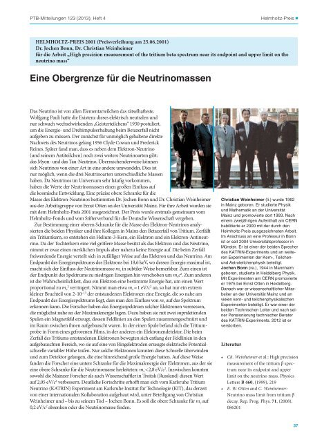 PTB-Mitteilungen 2013 Heft 4 - Physikalisch-Technische ...