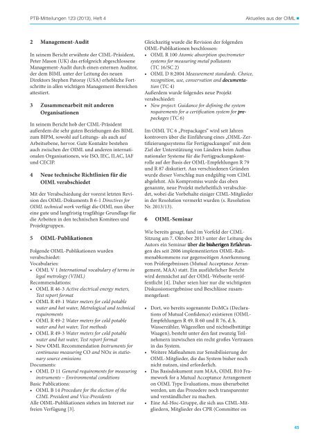 PTB-Mitteilungen 2013 Heft 4 - Physikalisch-Technische ...