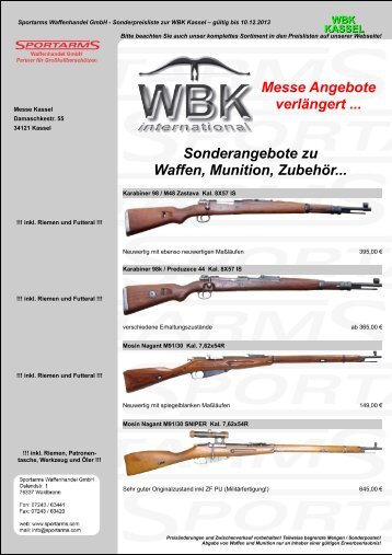 Sonderangebote zu Waffen, Munition, Zubehör... Messe Angebote ...