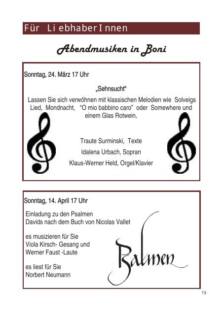 Abendmusiken in Boni - Gemeinde St. Bonifatius