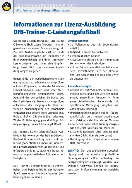 Lehrgangsbroschüre 2014 - Südwestdeutscher Fußballverband e.V.