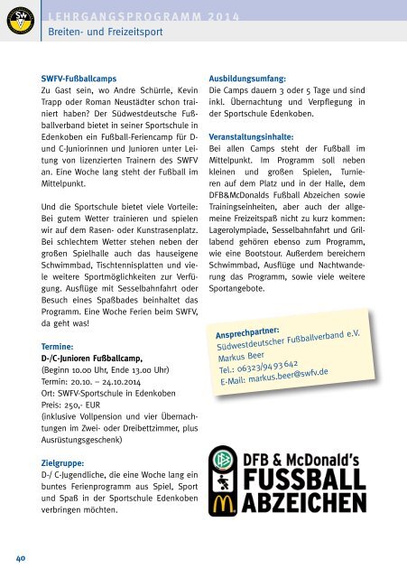 Lehrgangsbroschüre 2014 - Südwestdeutscher Fußballverband e.V.