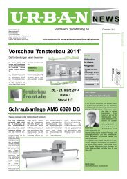 Vorschau 'fensterbau 2014' - Urban Maschinenbau, Memmingen