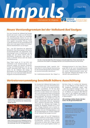 Ausgabe August 2013 - Volksbank Bad Saulgau eG