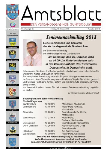 Seniorennachmittag 2013 - Verbandsgemeinde Guntersblum