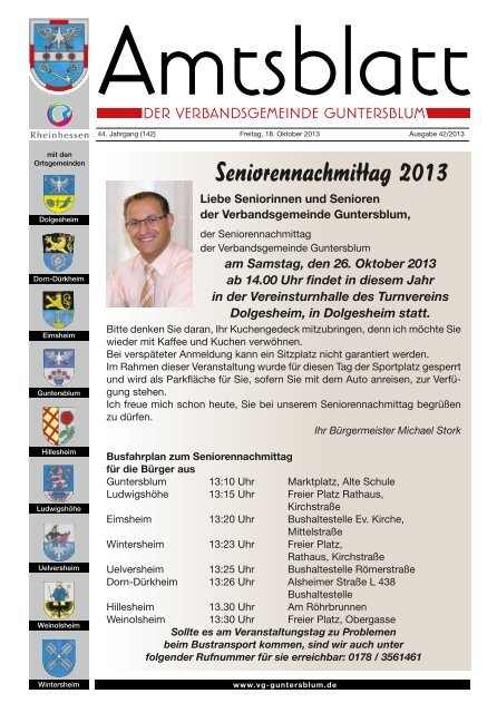 Seniorennachmittag 2013 - Verbandsgemeinde Guntersblum